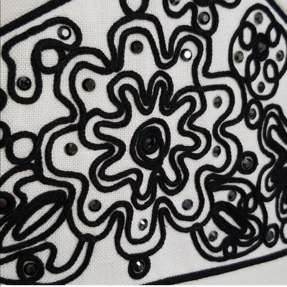 David Meister Ivory Black Embroidered Halter Dress - Picture 4 of 6